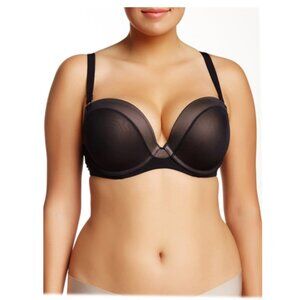 NWT-Curvy Couture Intimates Mesh Lace Push-Up Balconette Bra-Black/Brown 34D